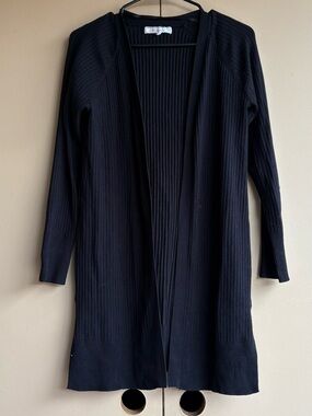 Pointelle women’s knit ribbed cardigan sweater